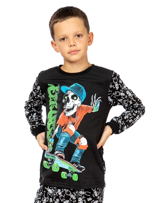 Пижама детская Скелет скейтер