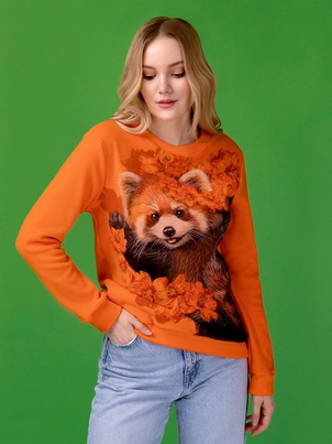 Свитшот флисовый Красная панда в цветах