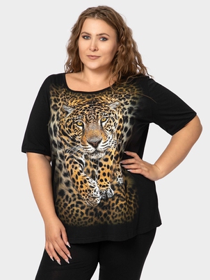Пижама с бриджами Леопард идёт Plus Size