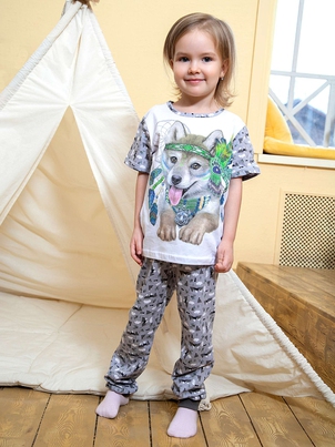 Пижама с футболкой Горы 3-8 лет Волчонок индеец