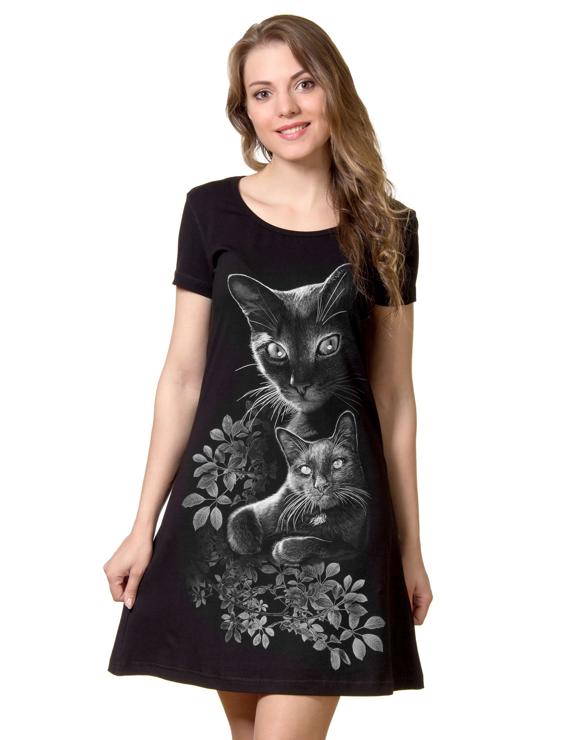 Платье с кошками женское